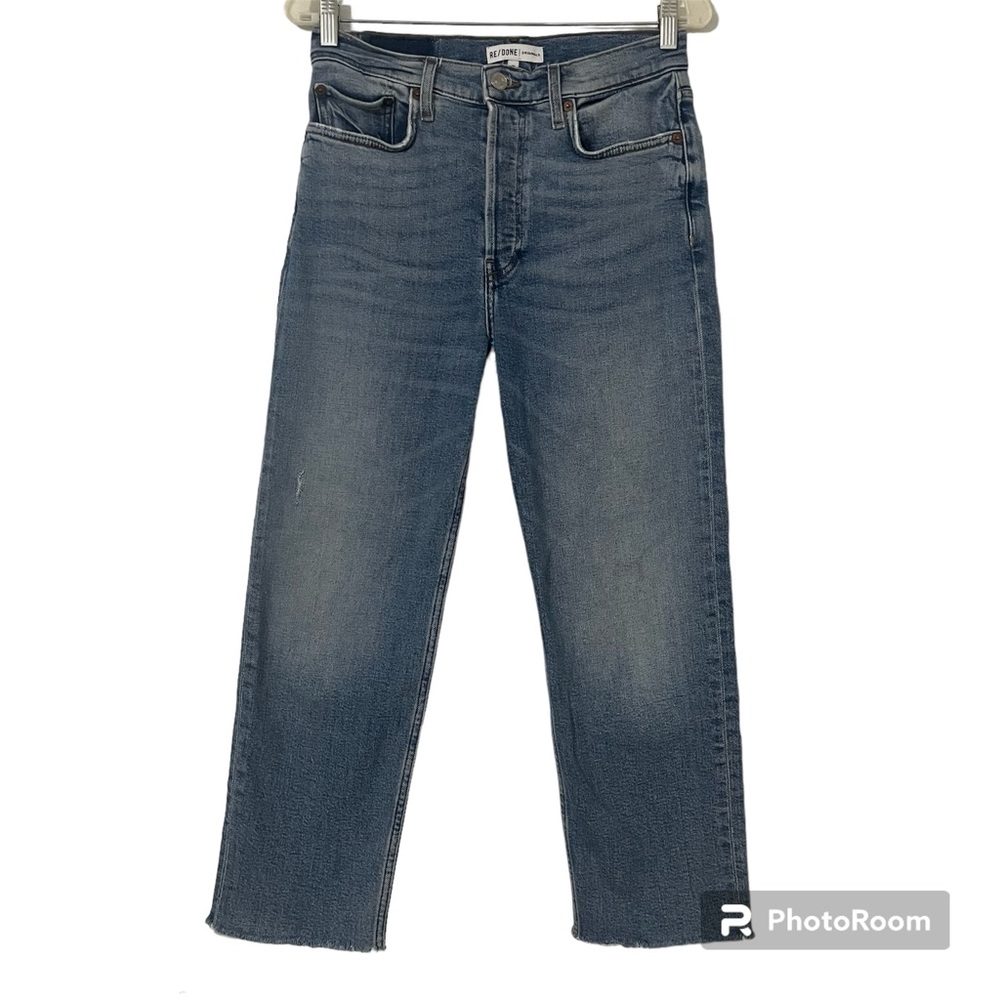 Re/Done Originals High Rise Stove Pipe Light Vintage Wash Crop Jeans Size 28